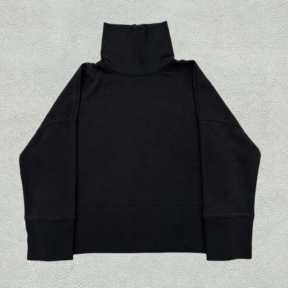 GAP Womens XL Black Fleece Funnel Neck Sweatshirt Boxy Oversized Mock Pullover
